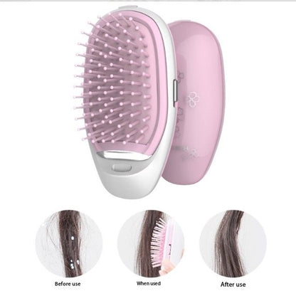 Portable Electric Negative Ion Hairdressing Comb Smooth Hairdressing Comb Round Combs Gentle Hair Care Pink